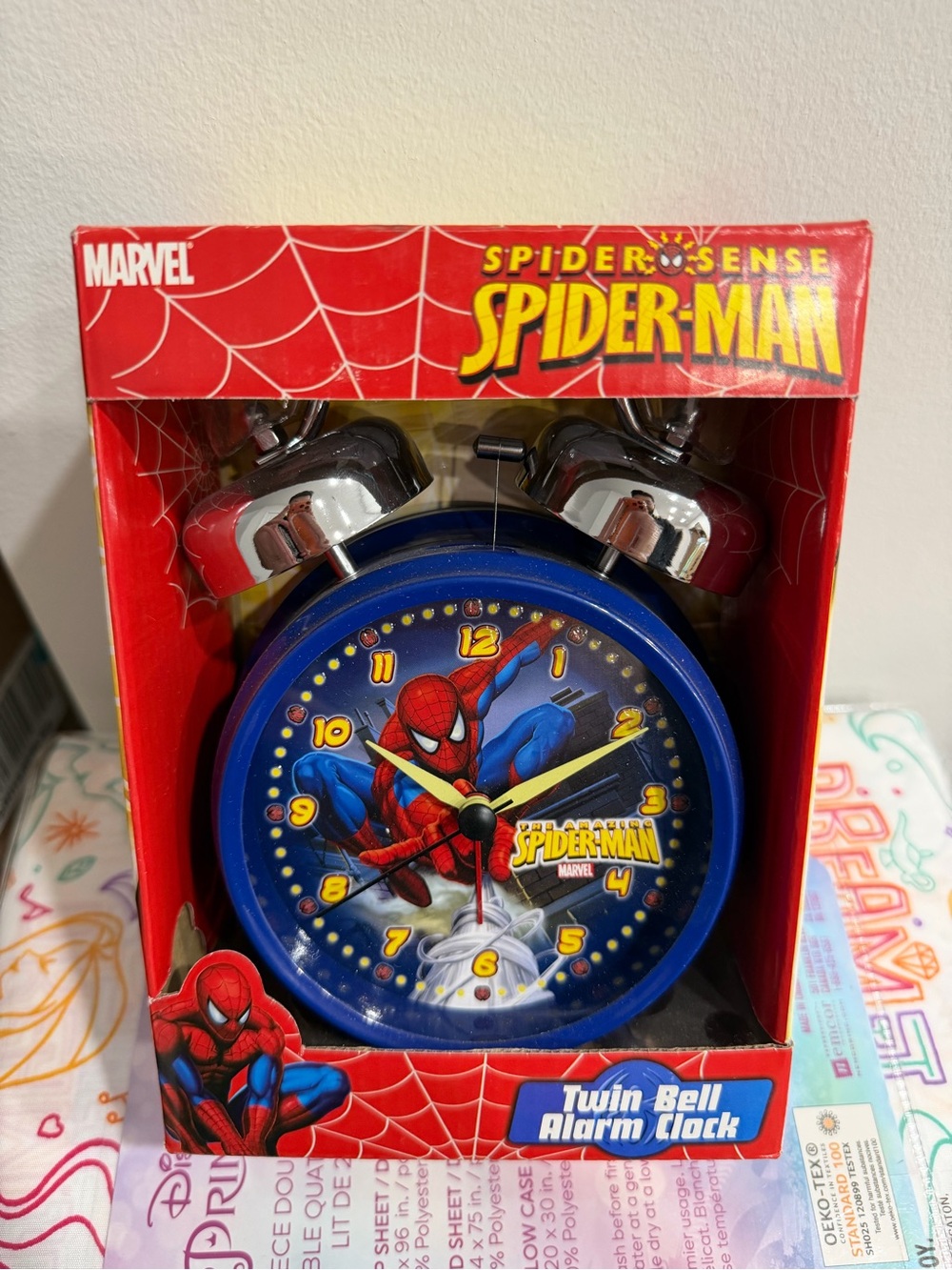 Marvel Spider-Man Twin Bell Alarm Clock - Blue, Red, Yellow
